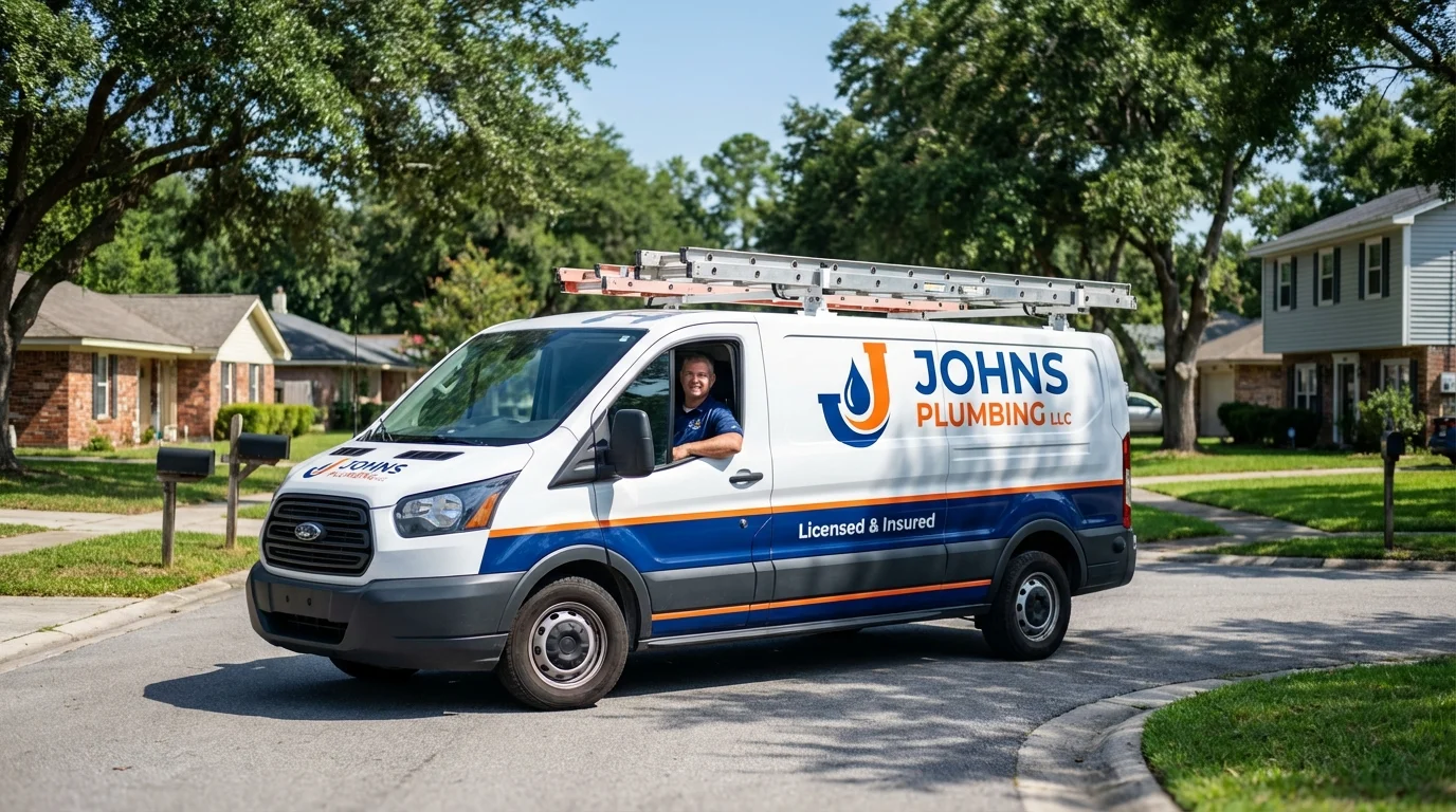 Johns Plumbing LLC service van in Satanta, KS