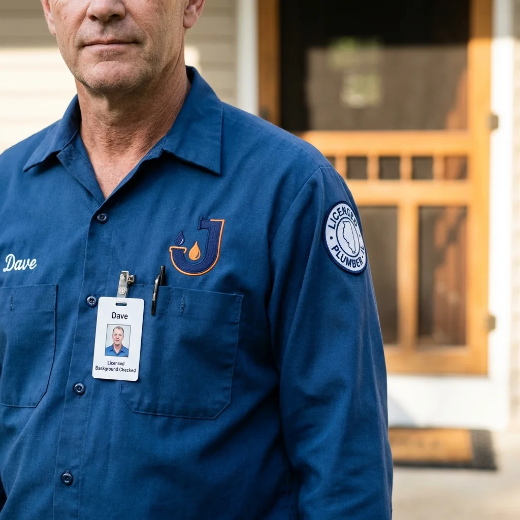 Licensed plumber showing ID badge in Satanta, KS