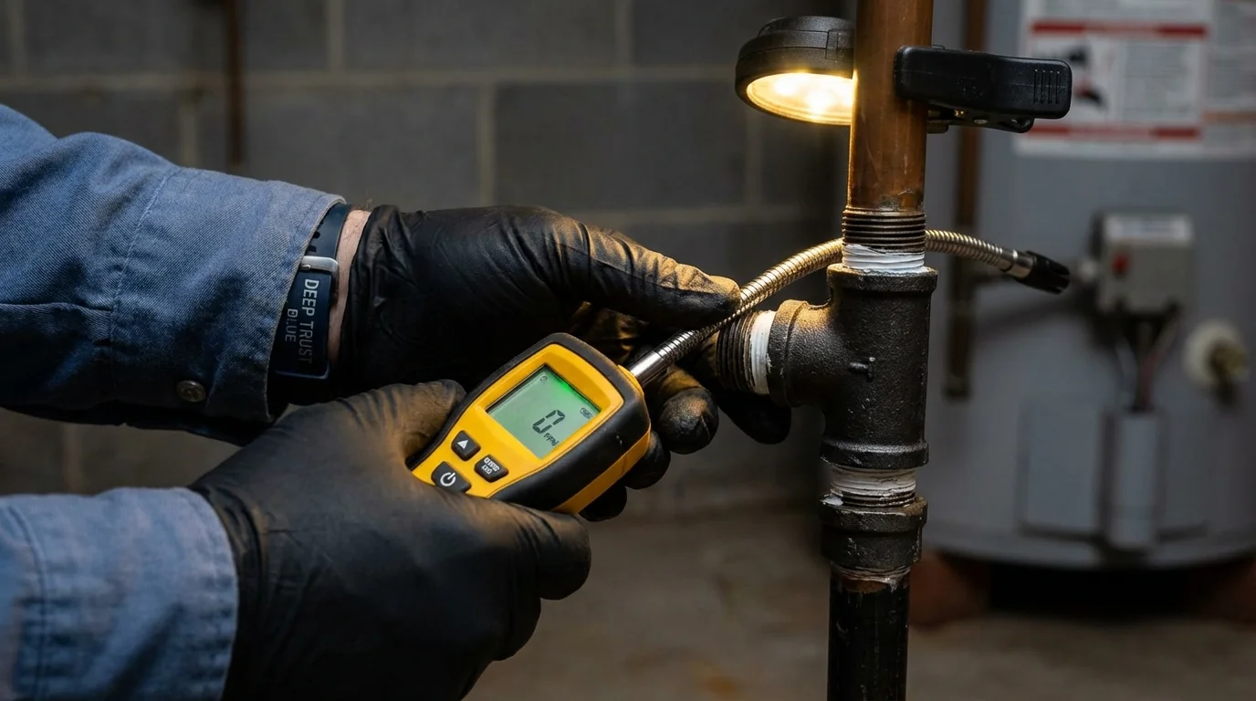 Gas leak detection with electronic sniffer by Johns Plumbing LLC in Satanta