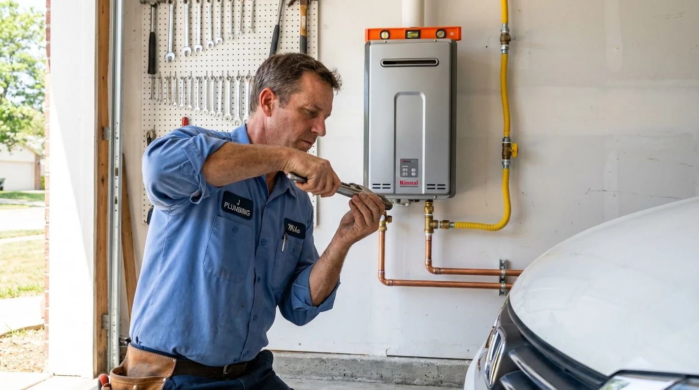 Tankless water heater installation by a Johns Plumbing LLC plumber in Satanta